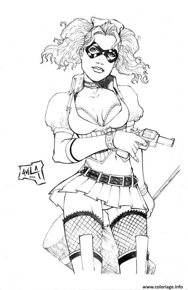 Dessin harley quinn arkham pencils by hanzozuken Coloriage Gratuit à Imprimer