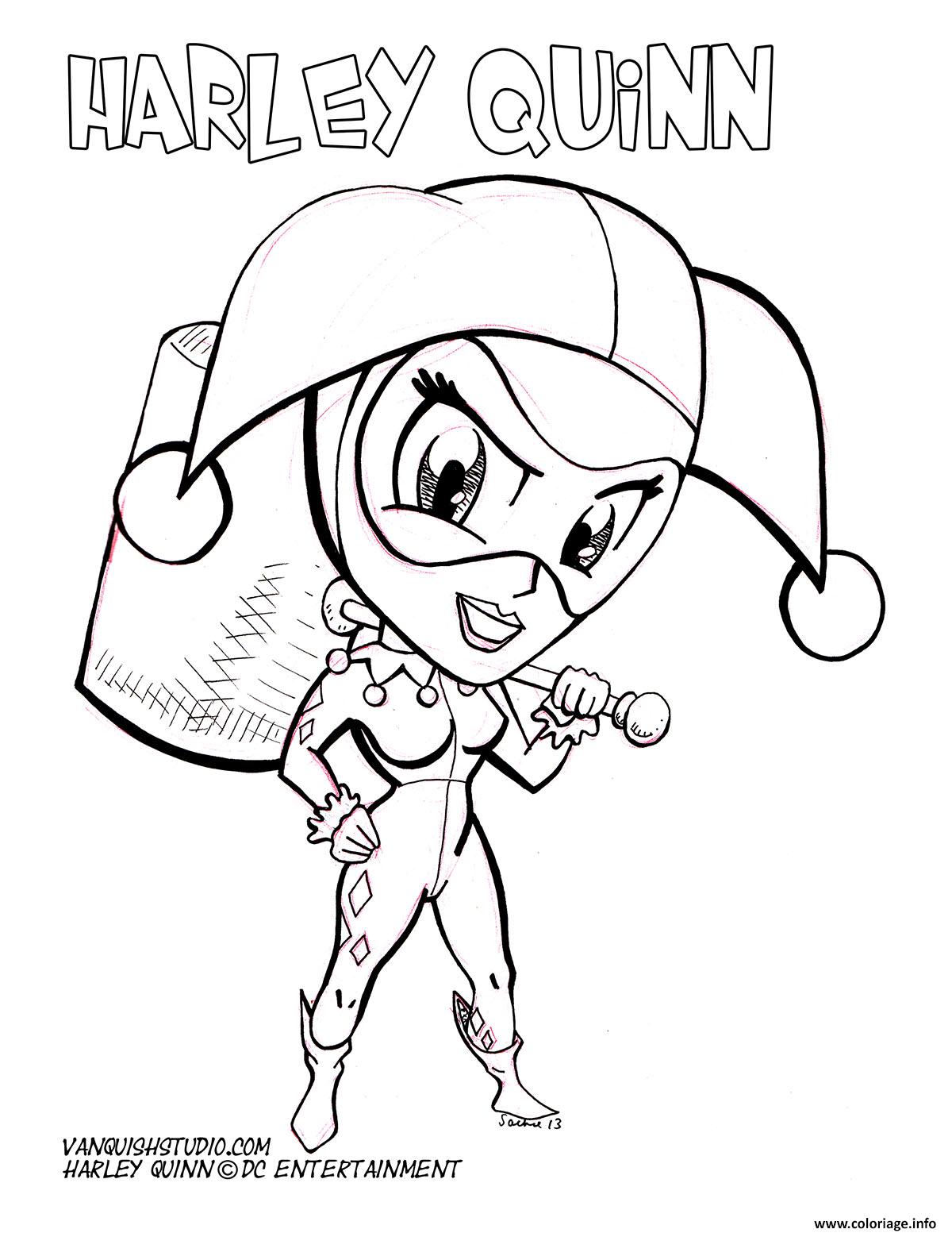 Coloriage Harley Quinn Cute Cartoon Dc Entertainment Dessin à Imprimer