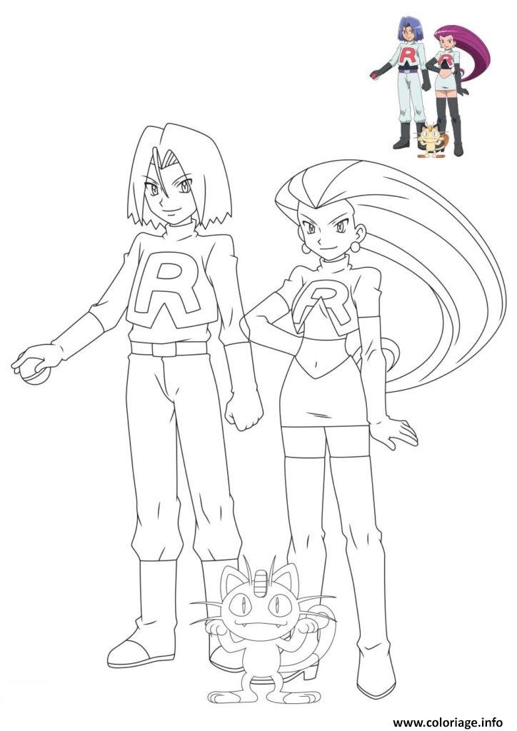 Dessin pokemon team rocket et meowth Coloriage Gratuit à Imprimer