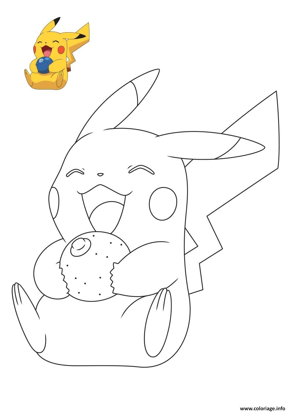 Dessin pokemon pikachu entrain de rigoler Coloriage Gratuit à Imprimer