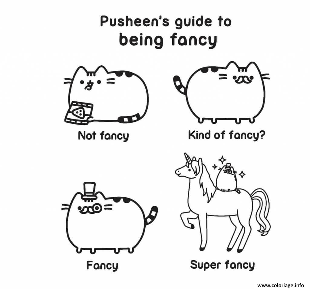 Dessin pusheen guide fancy kind of fancy super Coloriage Gratuit à Imprimer