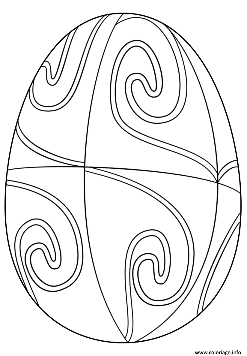 Dessin ester egg avec spiral pattern Coloriage Gratuit à Imprimer