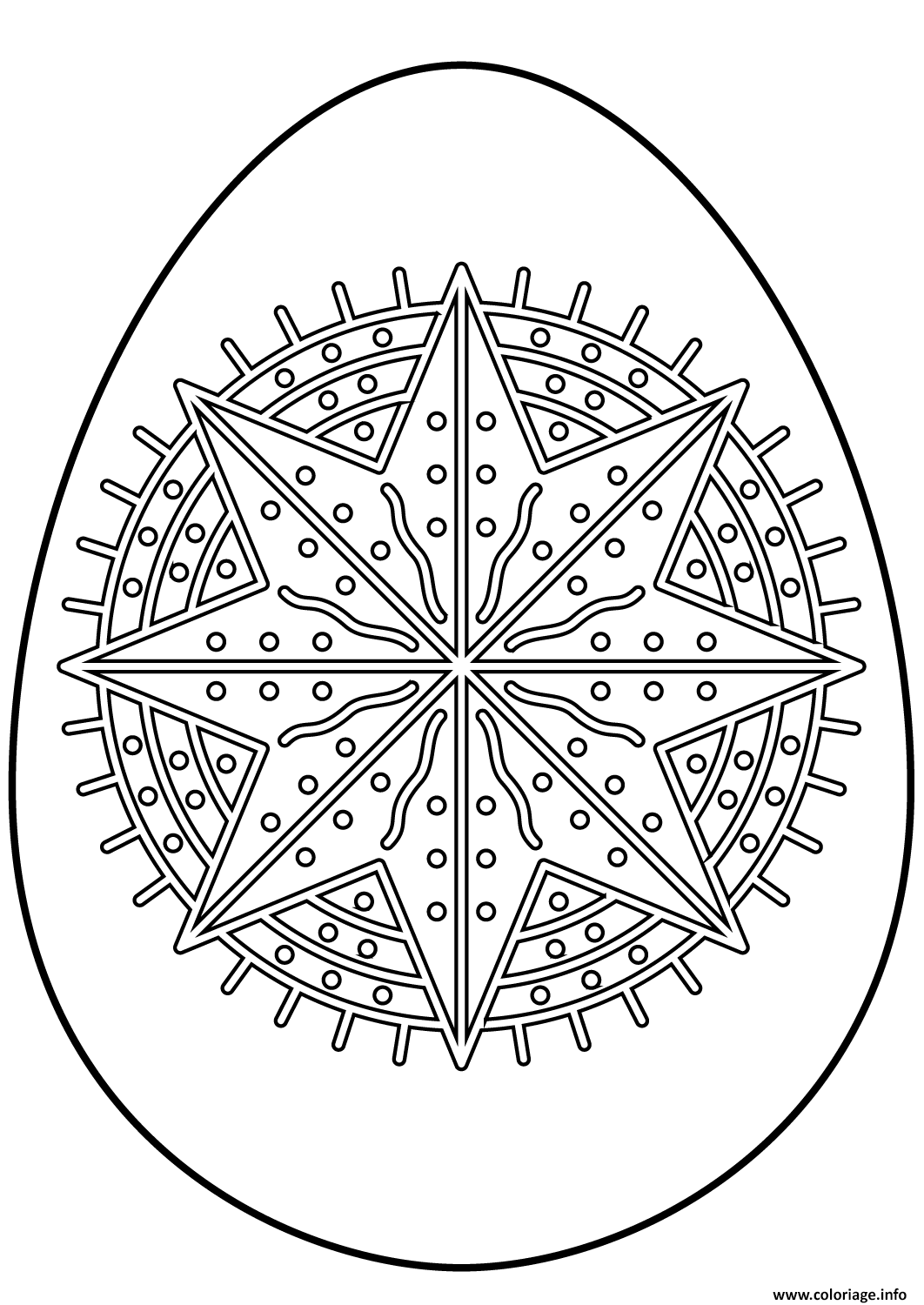 Dessin oeuf de paques avec octagram star Coloriage Gratuit à Imprimer