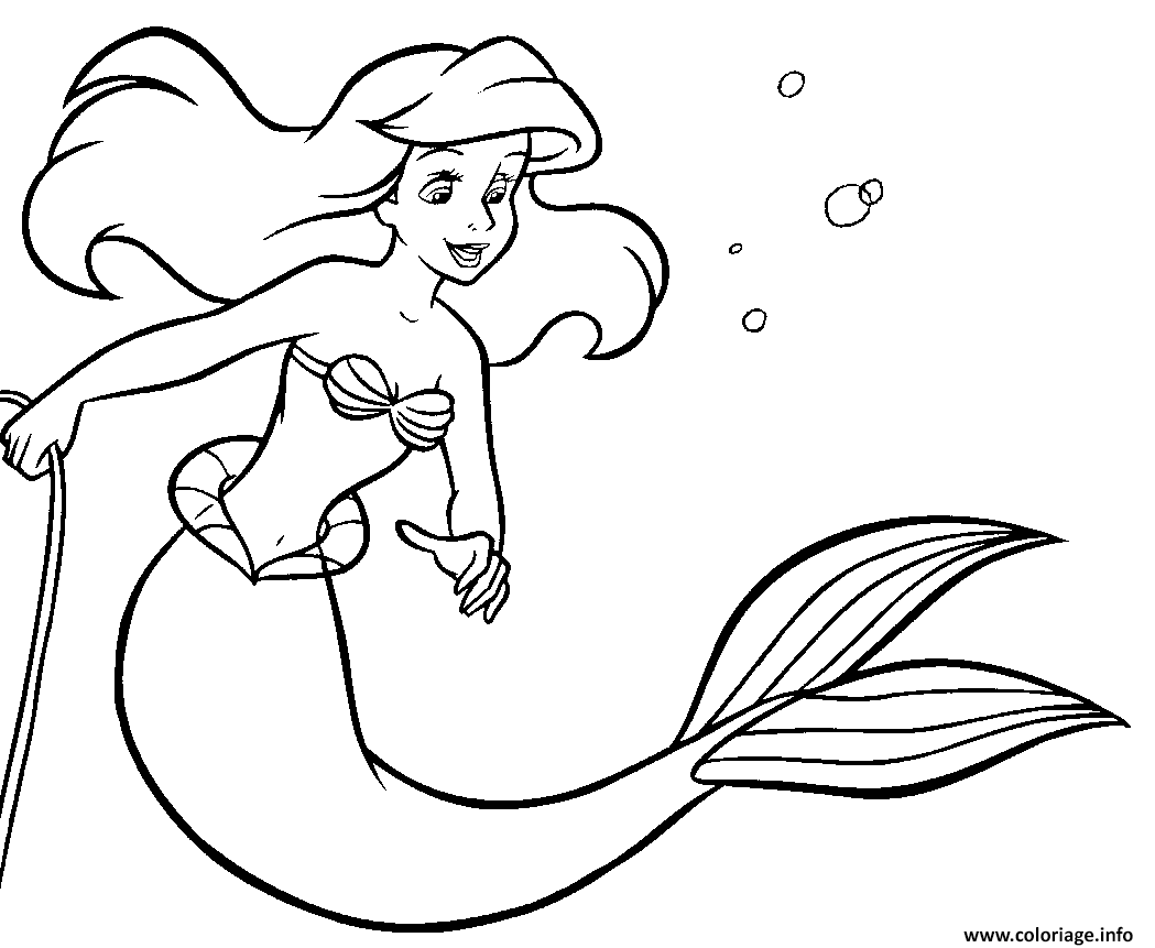 Coloriage La Petite Sirene Dans La Mer Dessin à Imprimer