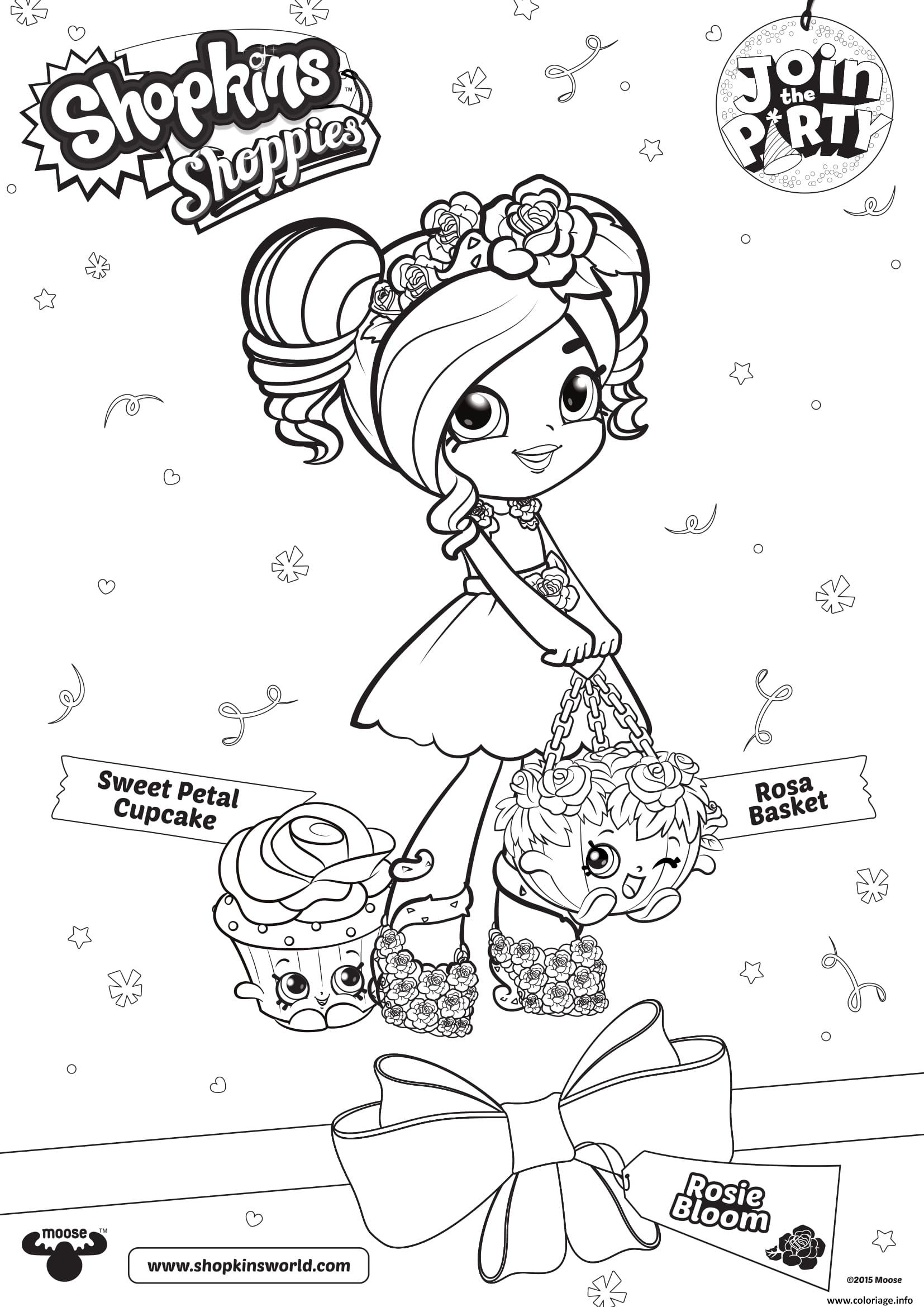 Dessin shopkins shoppies join the party Sweet Petal Cupcake Rosa Basket Coloriage Gratuit à Imprimer