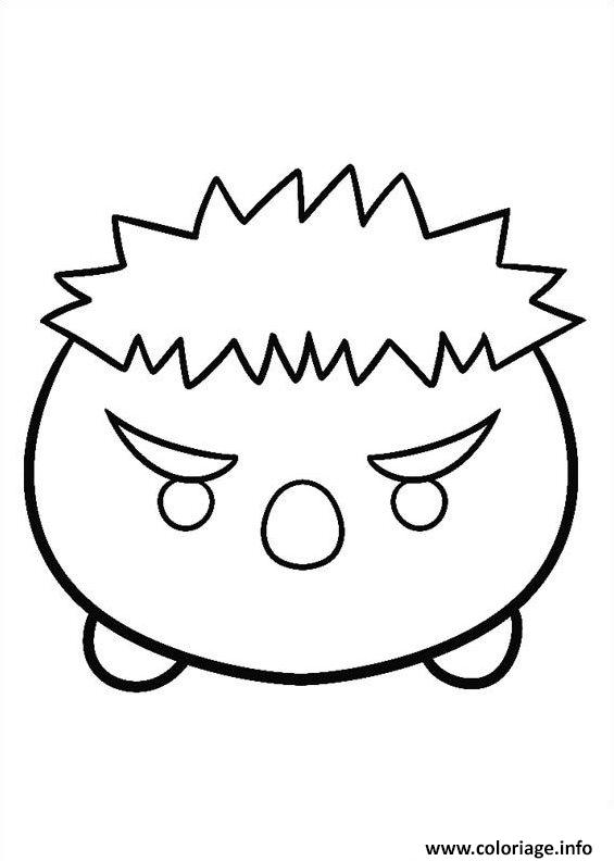 Coloriage Superhero Hulk Tsum Tsum Dessin