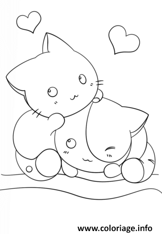 Dessin dessin kawaii kittens chats Coloriage Gratuit à Imprimer