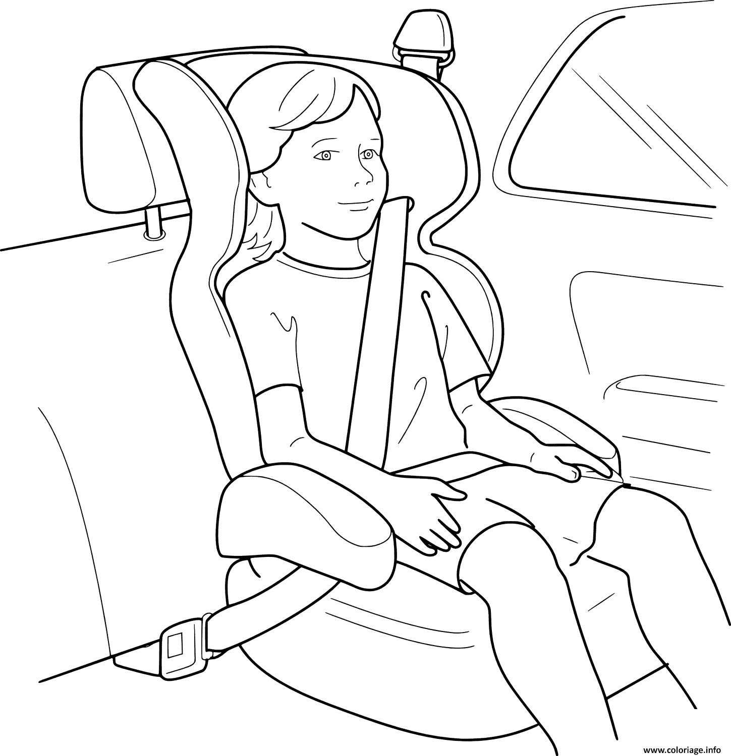Dessin boucler la ceinture pour la securite voiture enfant Coloriage Gratuit à Imprimer