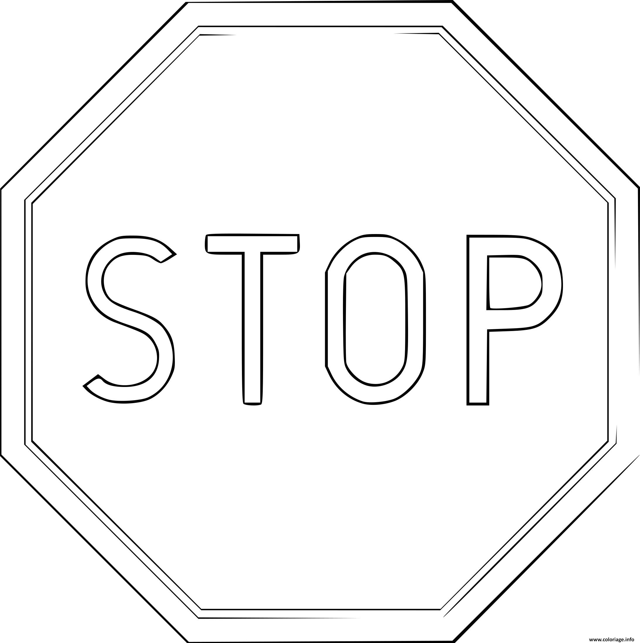 Dessin panneau stop arret securite routiere Coloriage Gratuit à Imprimer