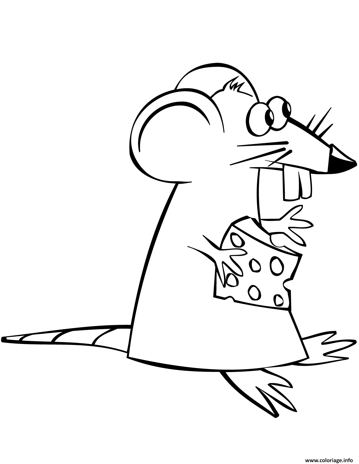 Dessin cartoon mouse with cheese kawaii Coloriage Gratuit à Imprimer