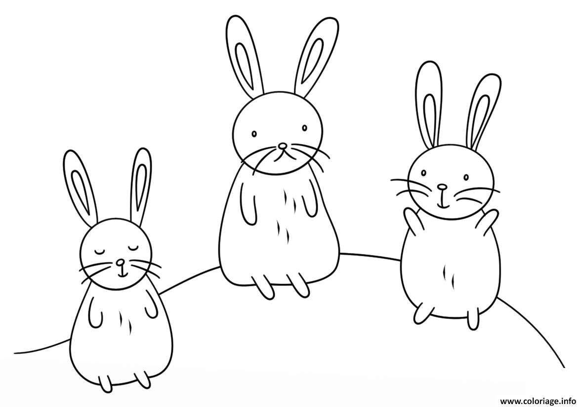 Dessin kawaii bunnies Coloriage Gratuit à Imprimer