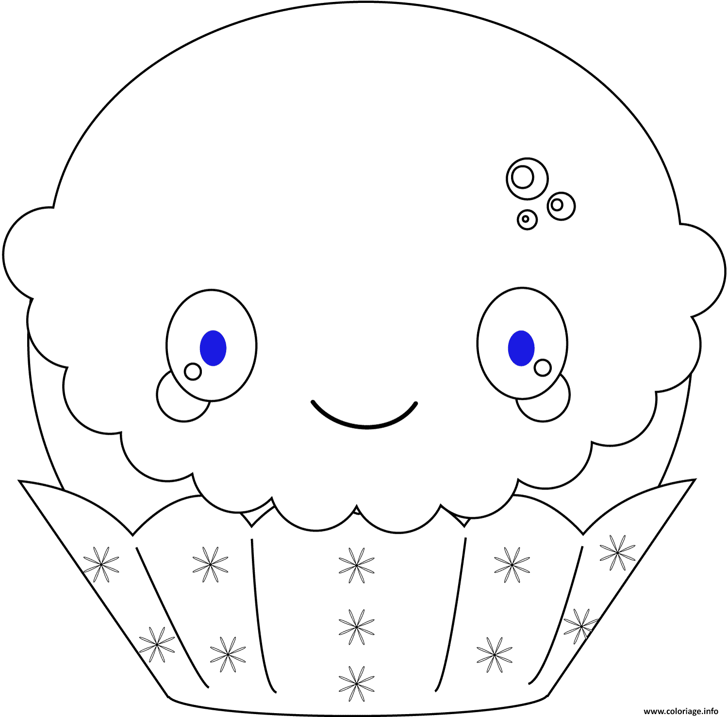 Dessin kawaii christmas cupcake Coloriage Gratuit à Imprimer