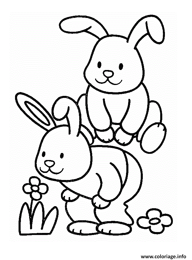 Dessin lapins de paques maternelle Coloriage Gratuit à Imprimer