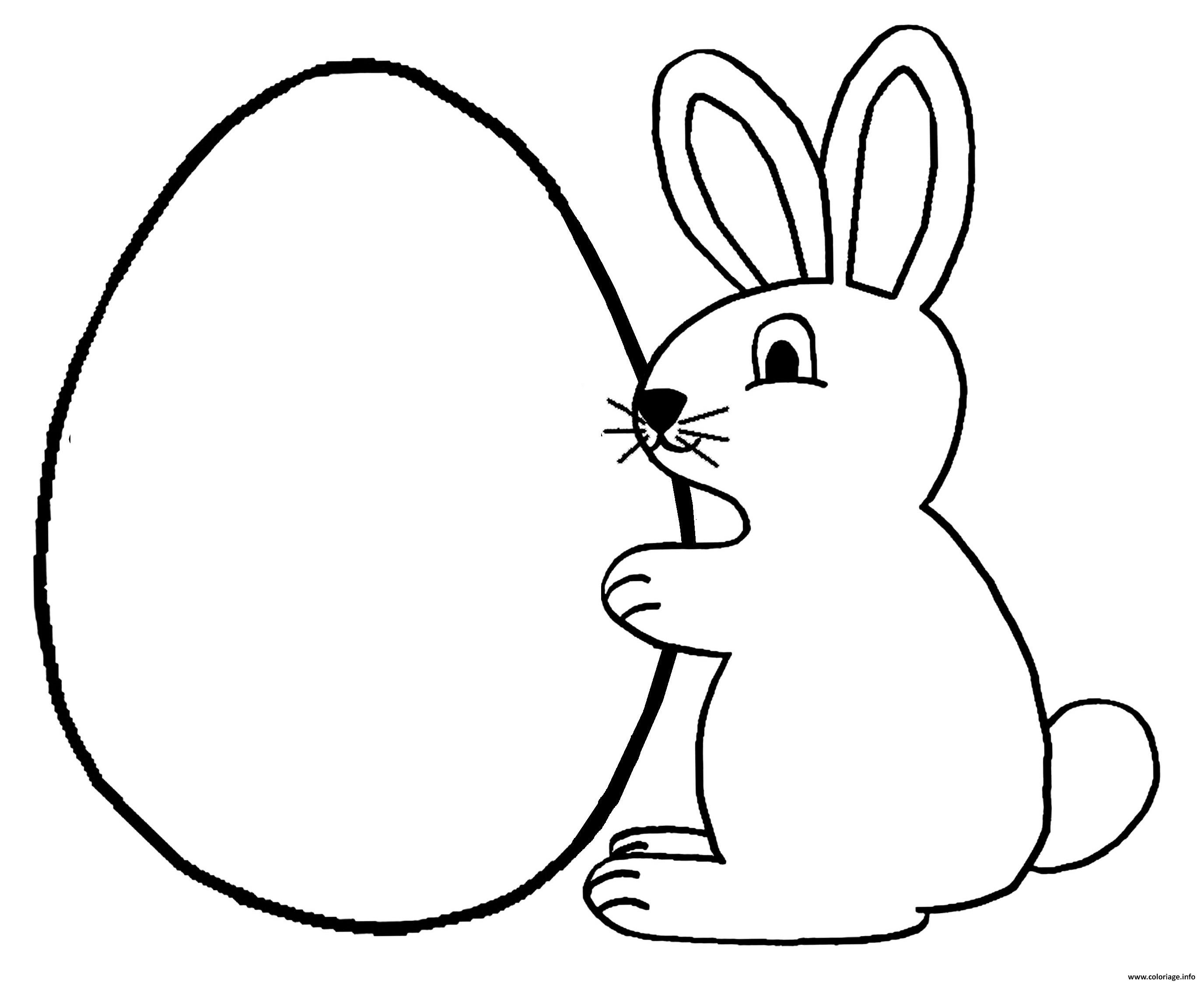 Dessin lapin oeuf paques Coloriage Gratuit à Imprimer