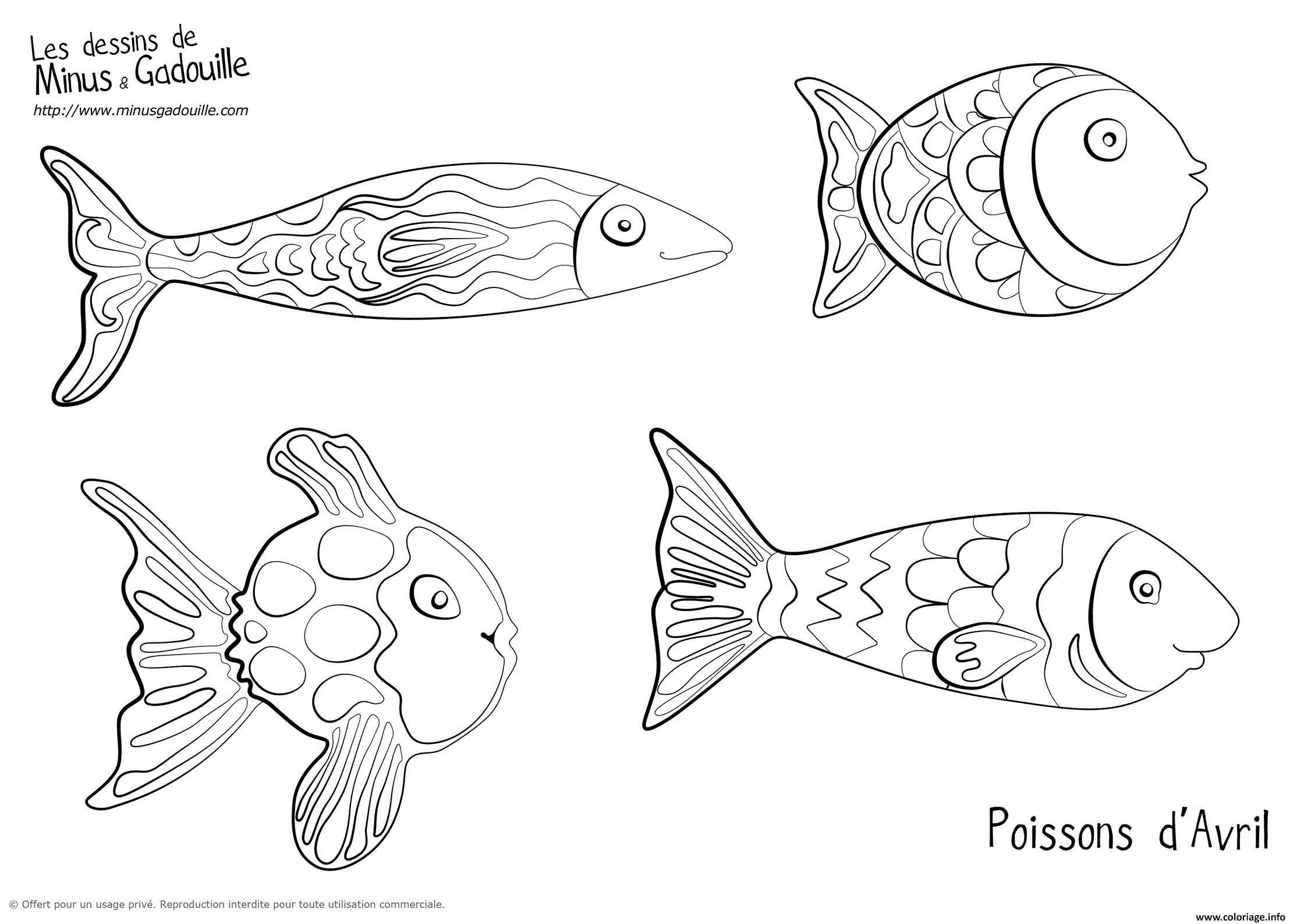 Dessin poisson d avril par minus et gadouille Coloriage Gratuit à Imprimer