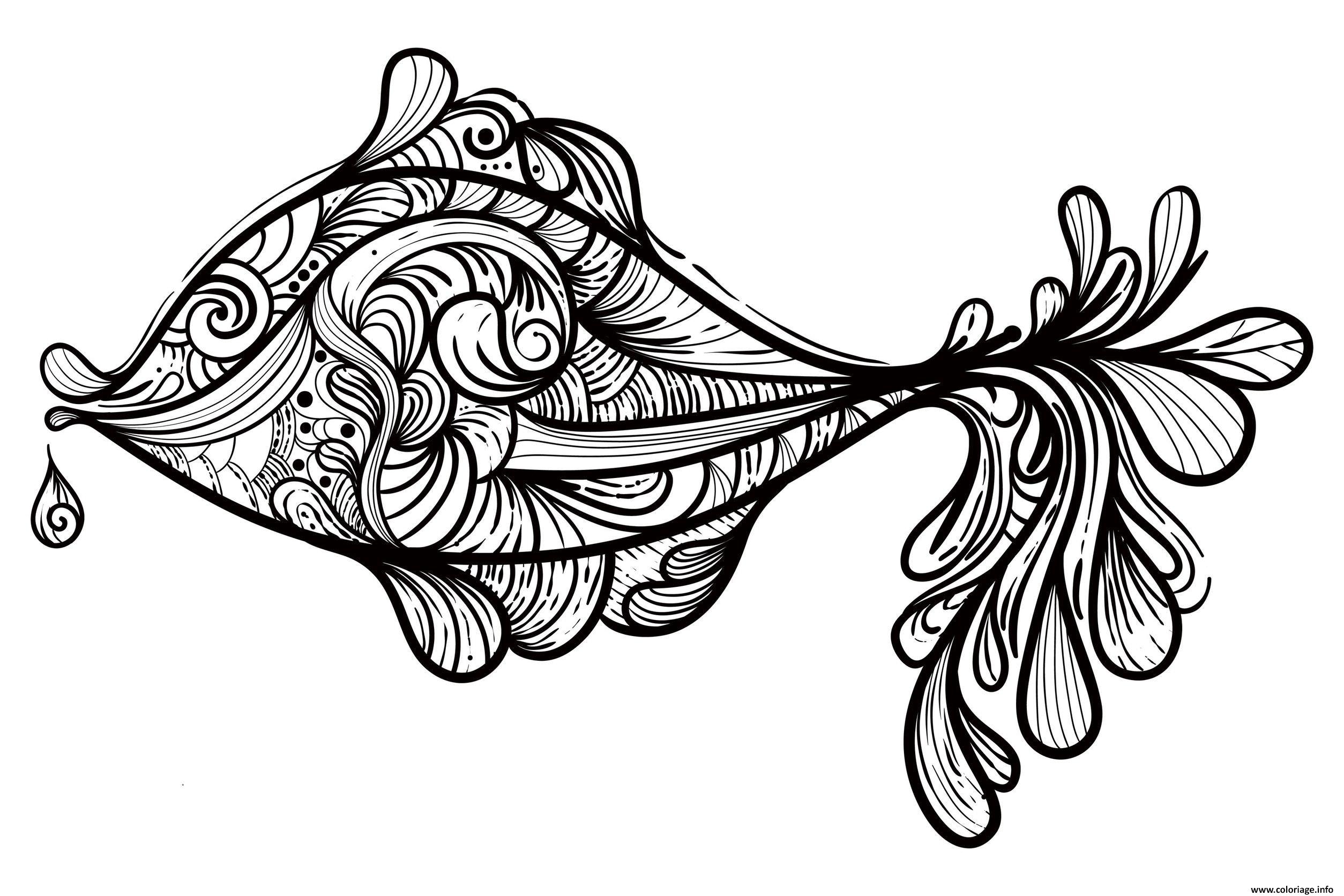 Dessin animaux poisson avril adulte mandala Coloriage Gratuit à Imprimer