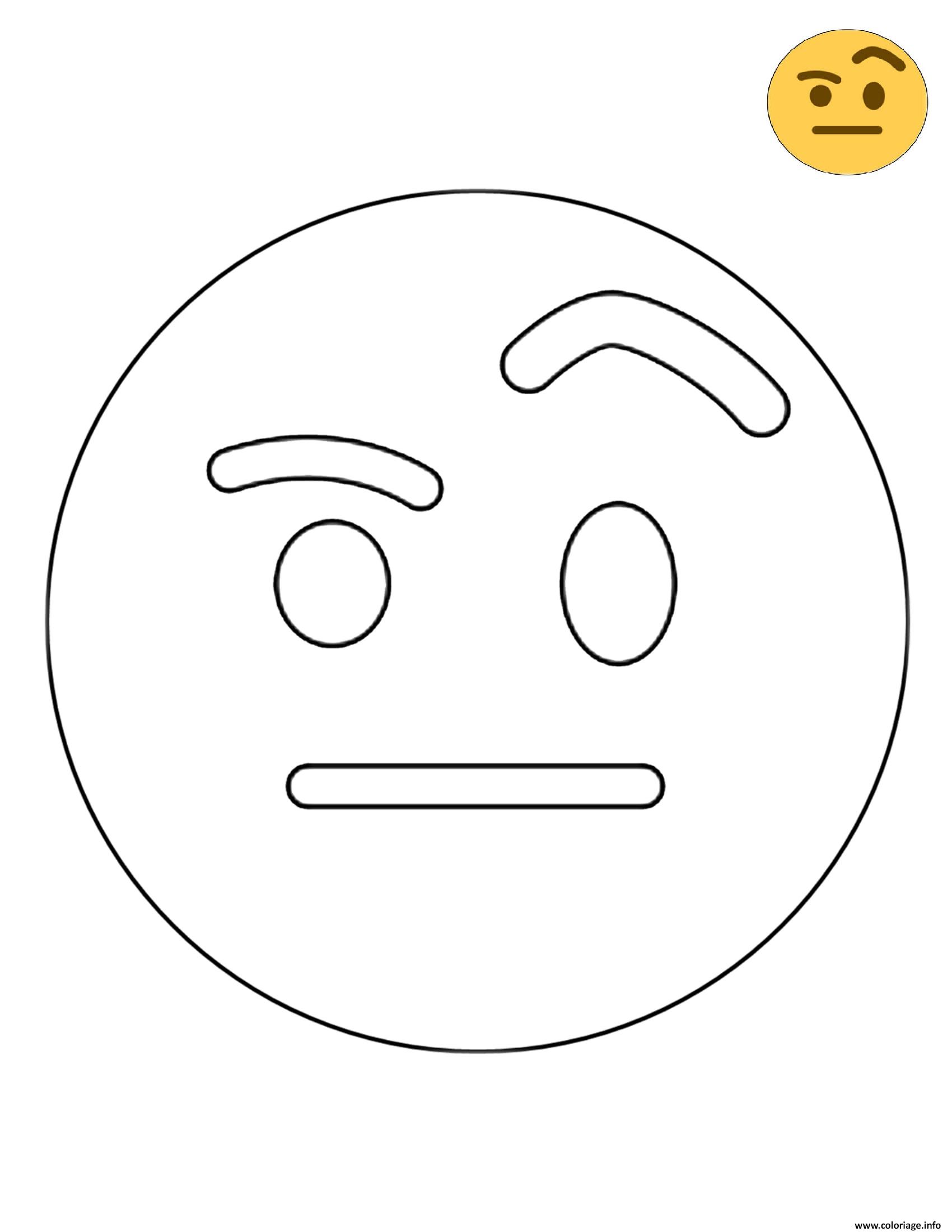 Dessin Twitter Raised Eyebrow Emoji Coloriage Gratuit à Imprimer