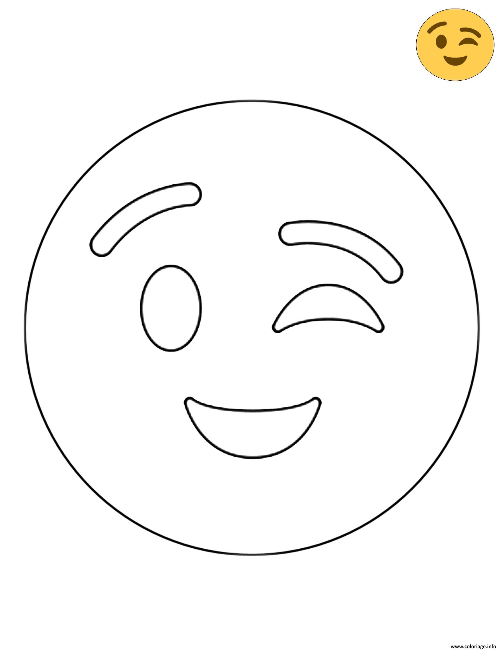 Dessin Twitter Wink Emoji Coloriage Gratuit à Imprimer