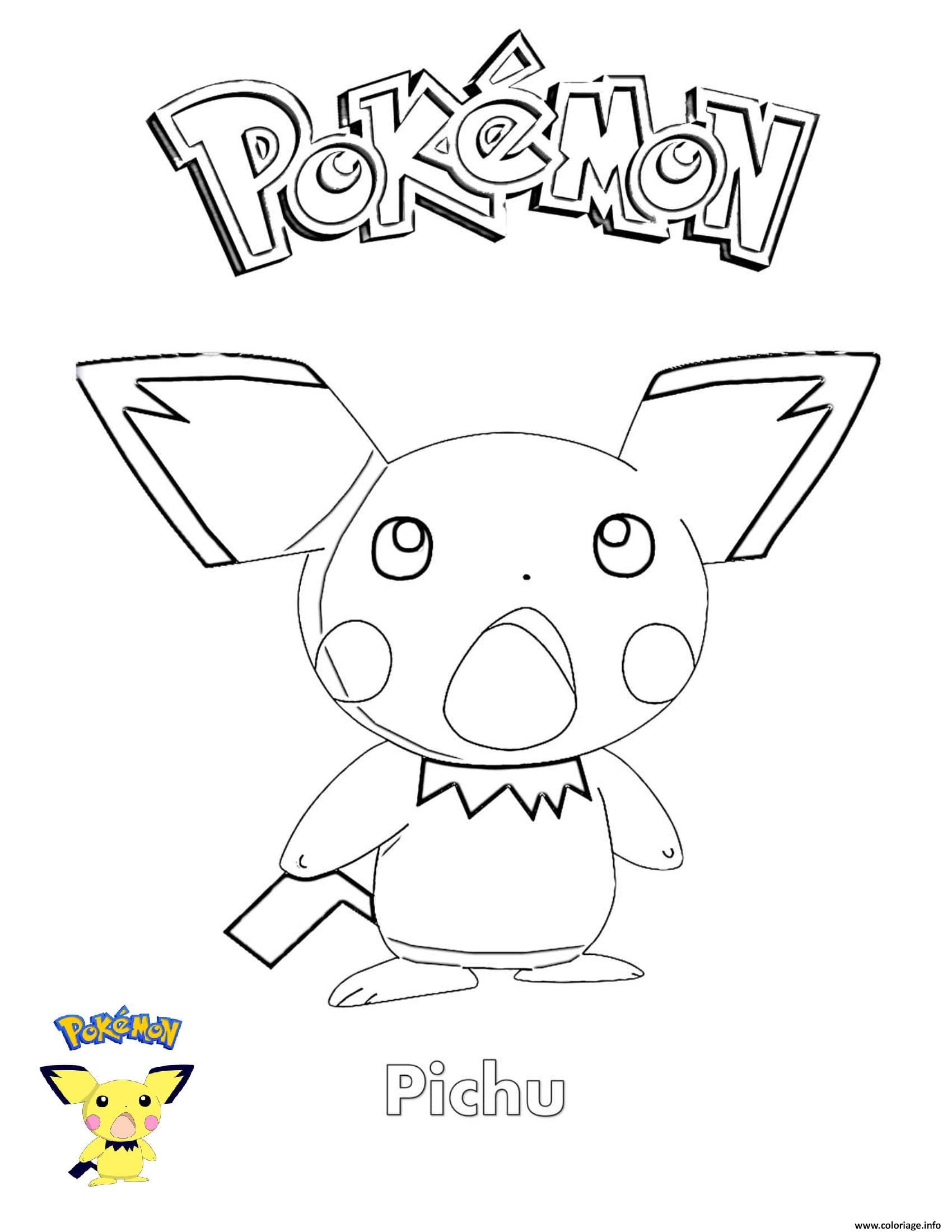 Dessin Pichu Pokemon Coloriage Gratuit à Imprimer