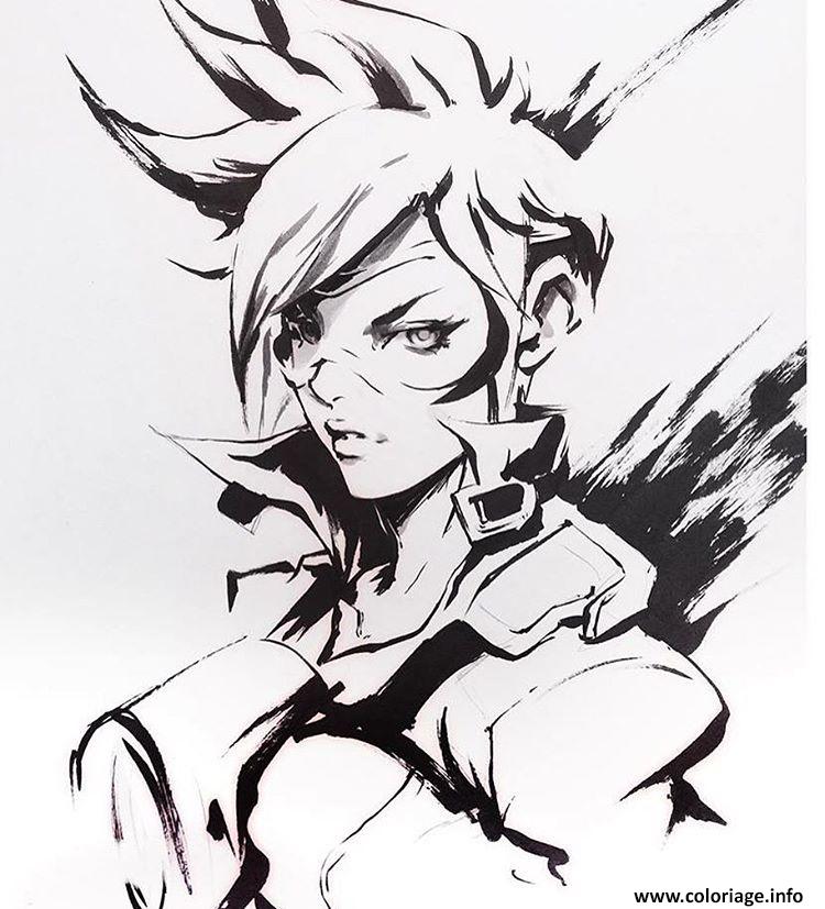 Dessin overwatch tracer art draw Coloriage Gratuit à Imprimer