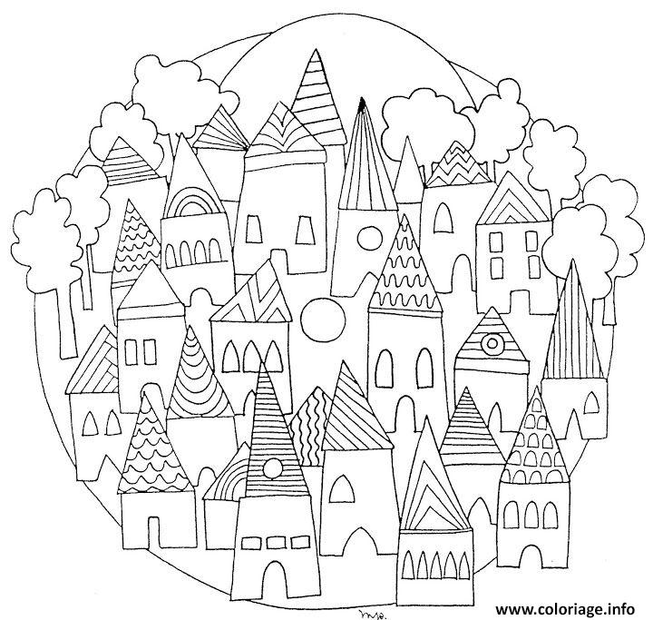 Dessin ville mandala Coloriage Gratuit à Imprimer