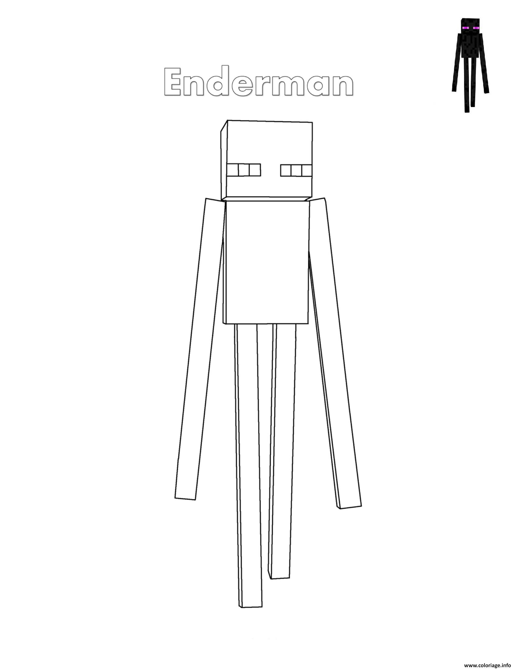 Dessin Enderman minecraft Coloriage Gratuit à Imprimer