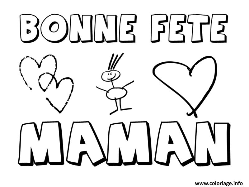 Coloriage Bonne Fete Maman Maternelle Dessin Fete Des Meres à imprimer