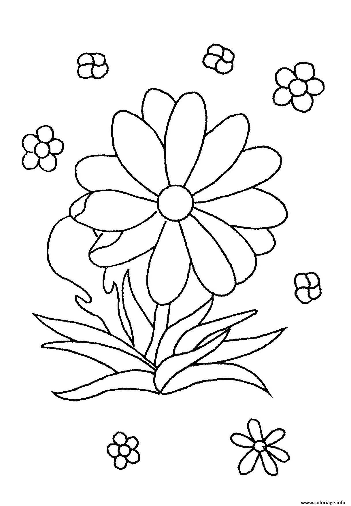 Coloriage fleur simple facile maternelle  JeColorie.com