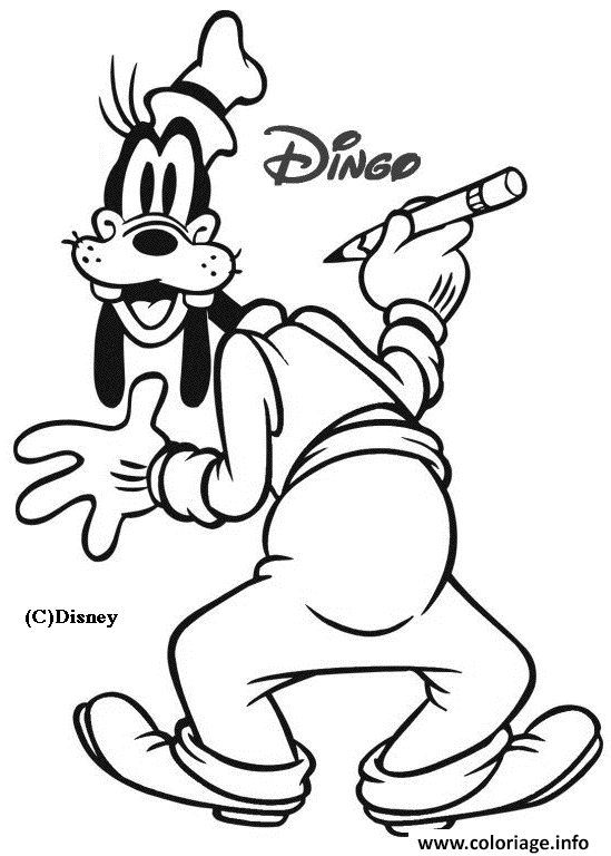 Dessin Dingo ecrit Disney Coloriage Gratuit à Imprimer
