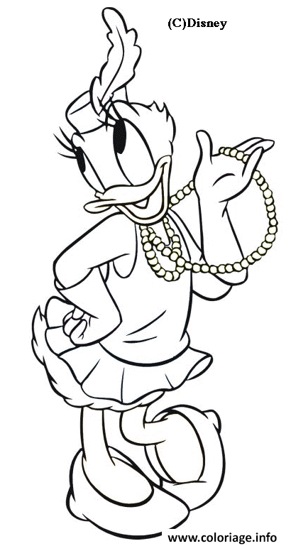 Dessin Daisy avec un collier Disney Coloriage Gratuit à Imprimer