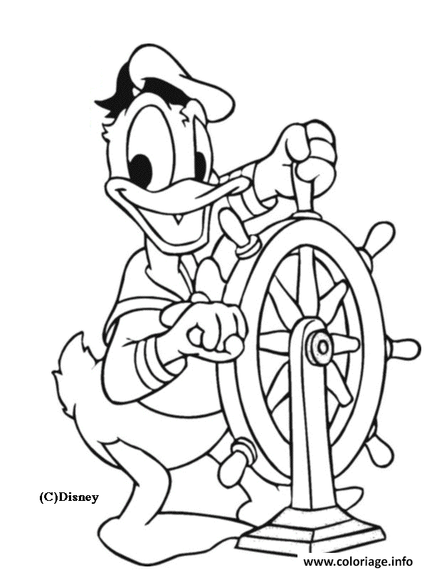 Dessin Donald navigue Disney Coloriage Gratuit à Imprimer