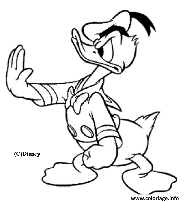 Dessin Donald dit STOP Disney Coloriage Gratuit à Imprimer