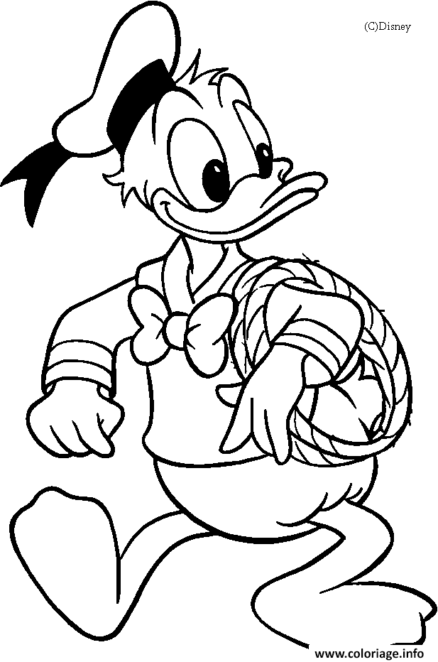 Dessin Donald avec une corde Disney Coloriage Gratuit à Imprimer