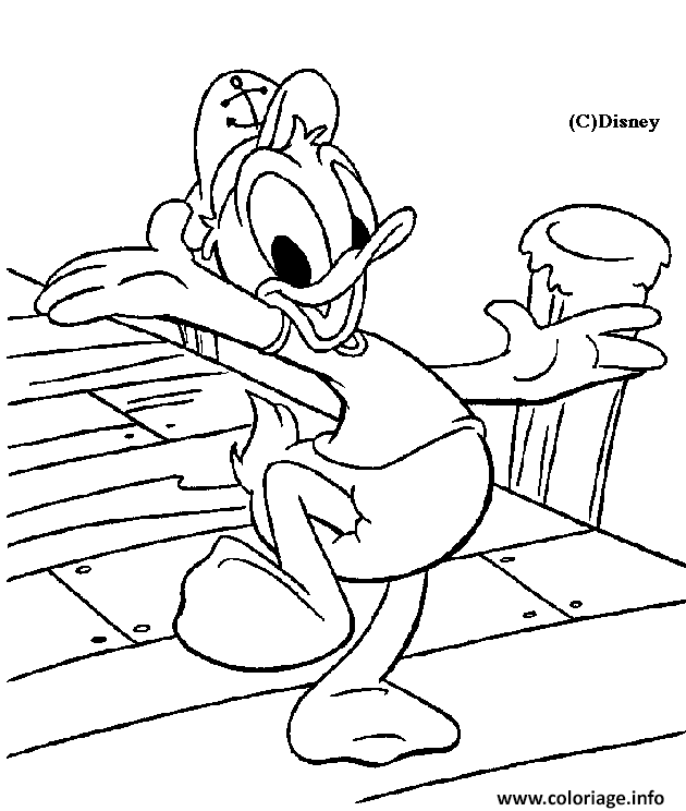 Dessin Donald en marin Disney Coloriage Gratuit à Imprimer