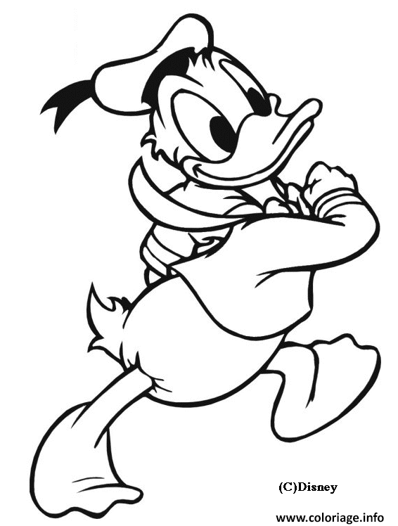 Dessin Donald est joyeux Disney Coloriage Gratuit à Imprimer