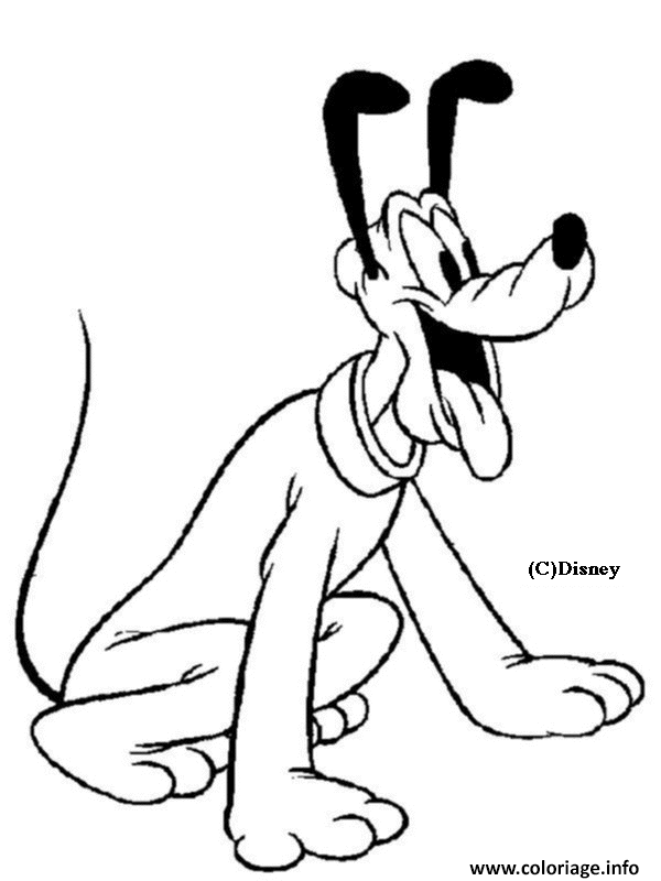 Coloriage Pluto Assis Disney Dessin à Imprimer