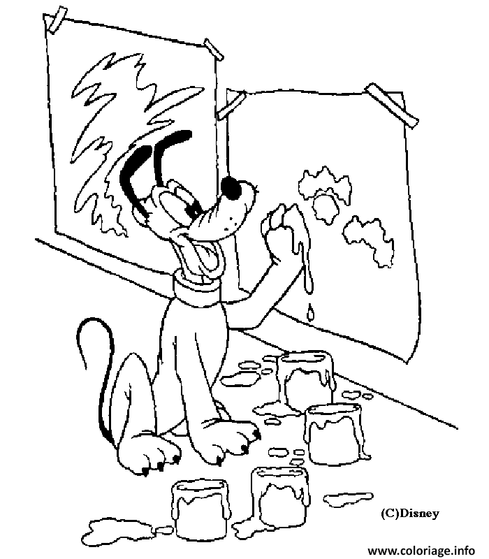 Coloriage Pluto Colleur D Affiche Disney Dessin à Imprimer