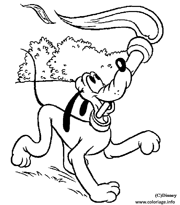 Dessin pluto porte la flamme olympique disney Coloriage Gratuit à Imprimer