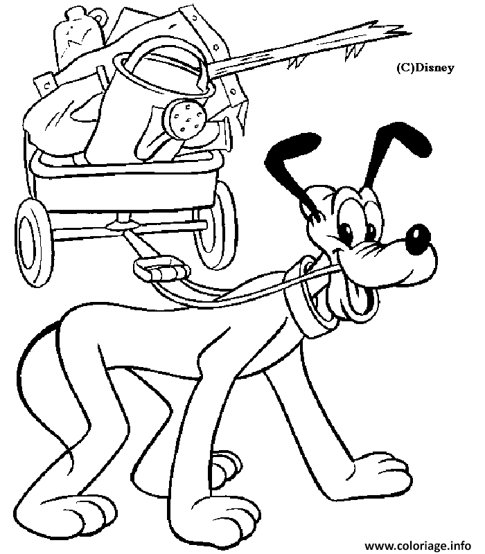 Coloriage Pluto Tire Une Remorque Disney Dessin à Imprimer