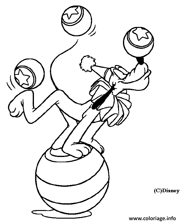 Coloriage Pluto Equilibriste Jongleur Disney Dessin à Imprimer