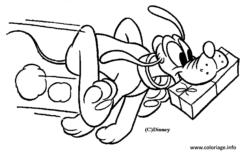 Dessin pluto transporte colis disney Coloriage Gratuit à Imprimer