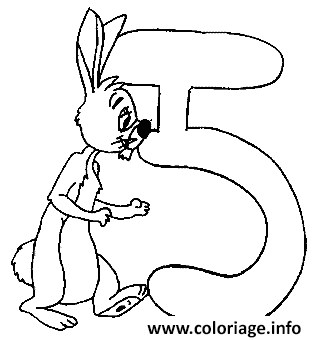 Dessin Le chiffre 5 de Coco Lapin Coloriage Gratuit à Imprimer