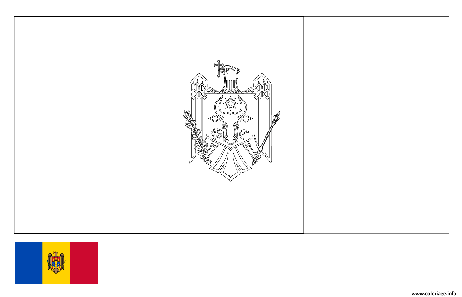 Dessin drapeau moldova Coloriage Gratuit à Imprimer