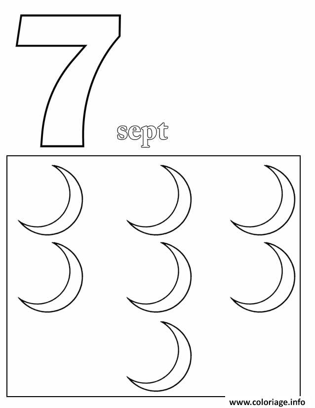 Dessin chiffre 7 avec mot et dessin Coloriage Gratuit à Imprimer