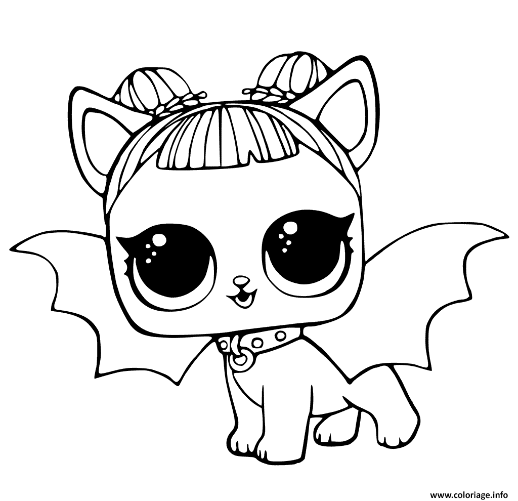 Coloriage LOL Pets Pages Cute Midnight Pup With Devil Wings Dessin à Imprimer