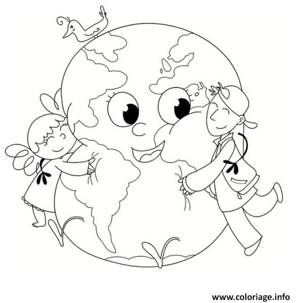 Dessin journee internationale de la terre Coloriage Gratuit à Imprimer