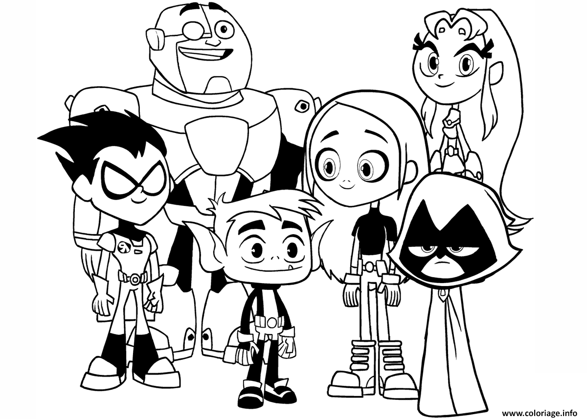 Dessin teen titans go personnages film Coloriage Gratuit à Imprimer