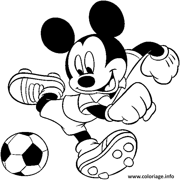 Dessin mickey mouse aime le football Coloriage Gratuit à Imprimer