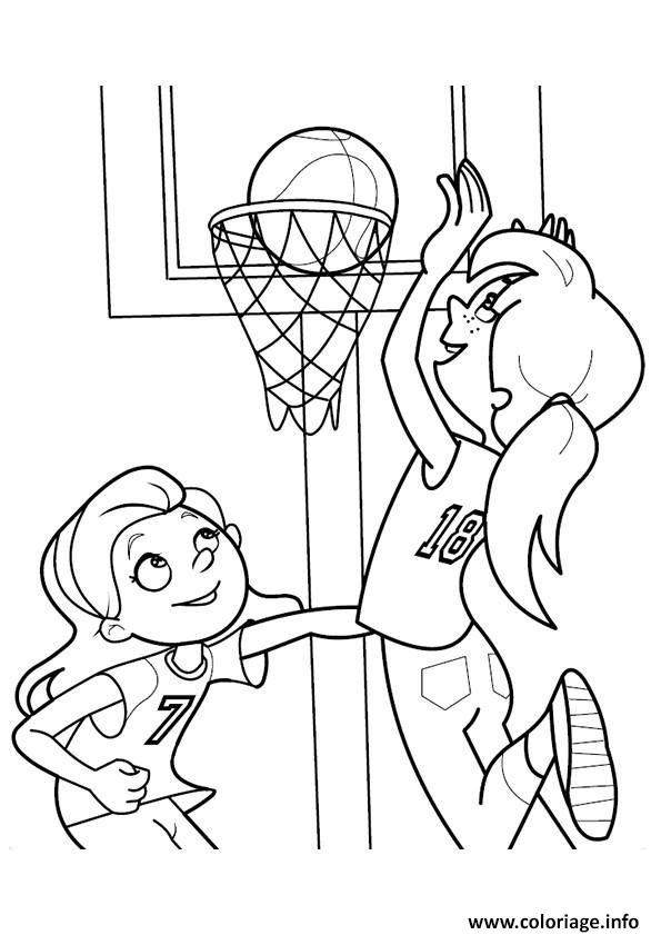 Dessin sport basketball filles Coloriage Gratuit à Imprimer