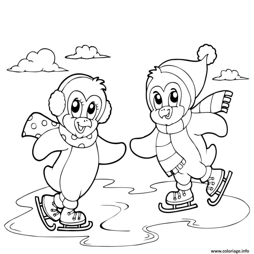 Dessin sport dhiver patins Coloriage Gratuit à Imprimer